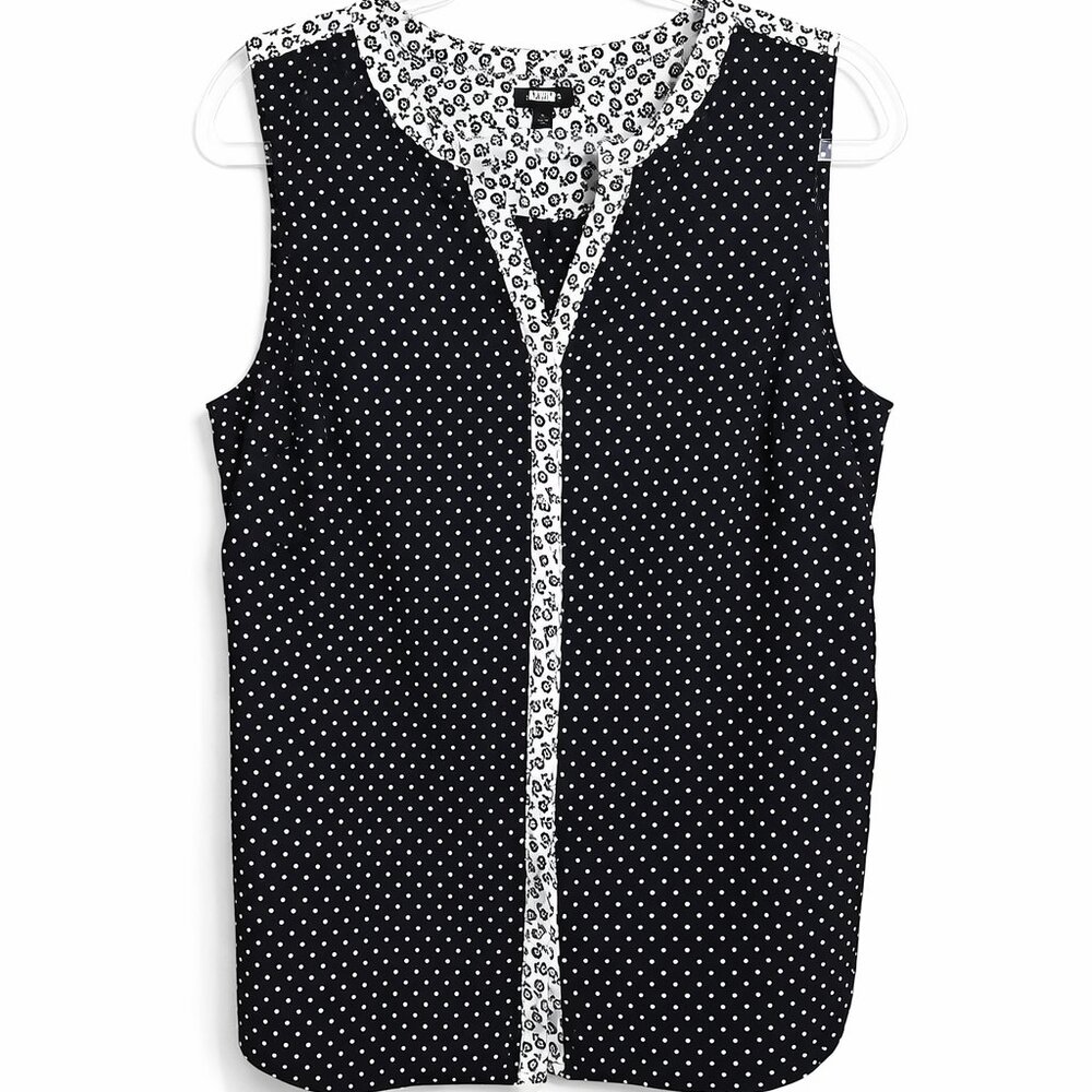Talbots EUC Black and White Sleeveless Blouse